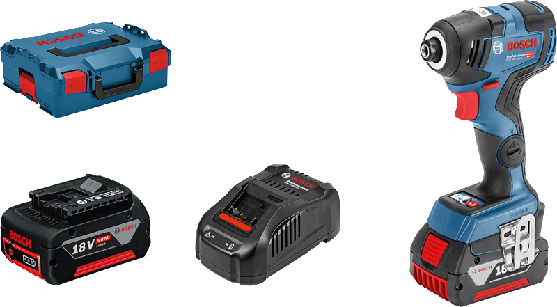 Bosch GDR 18V-200 C cordless impact driver set.