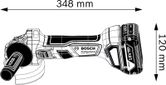 Bosch GWS 180-LI Cordless Angle Grinder dimensions drawing