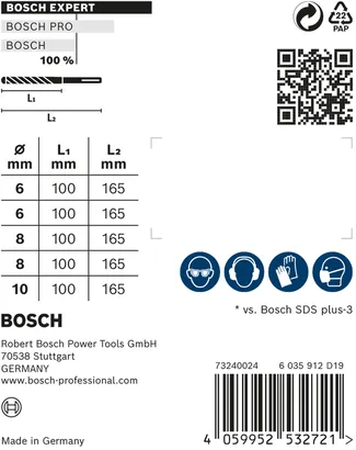 Bosch EXPERT SDS plus-7X hammer drill bit set 6/6/8/8/10 mm.
