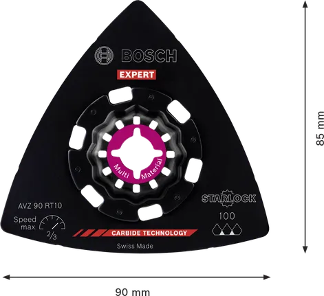 Bosch EXPERT Sanding Plate AVZ 90 RT10 carbide 100 grit.