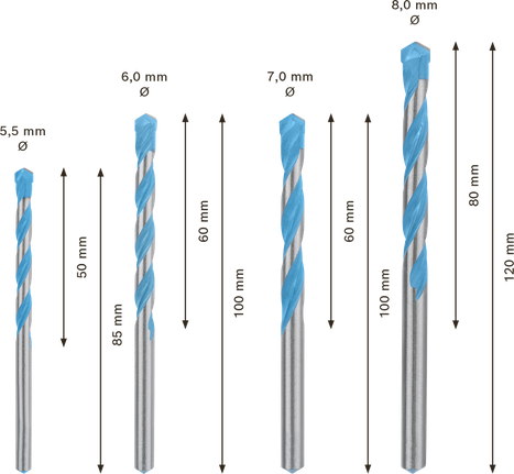 Bosch EXPERT MultiConstruction CYL-9 Drill Bit Set 4-piece.