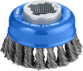 Bosch PRO Metal heavy X-Lock cup brush, knotted wire.