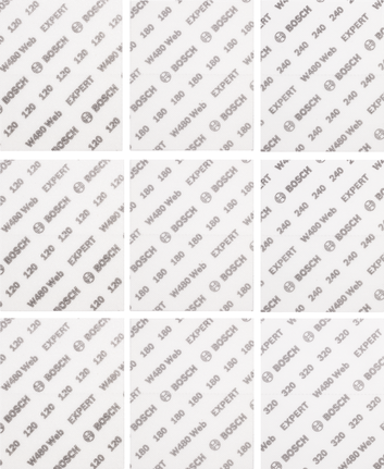 Bosch EXPERT W480 Web 1/4 Hand Sanding Sheet Set, 9 pcs.
