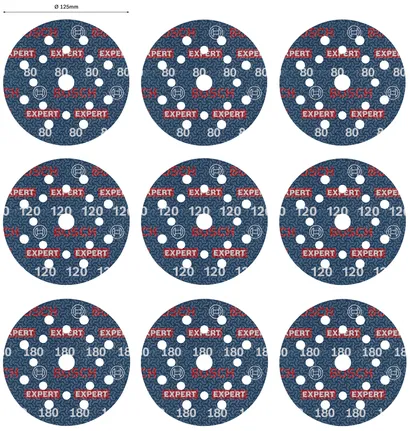 Bosch EXPERT O780 foil sanding disc set 125mm mixed grits.