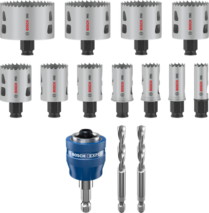 Bosch PRO Multi Material PC Plus Hole Saw Set, 14 sizes.