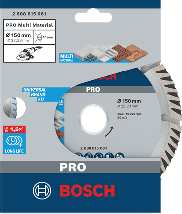 Bosch PRO Multi Material diamond disc 150×22.23 mm.