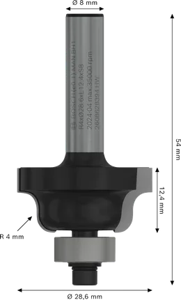 Bosch PRO Router Bit Roman Ogee R 4 shank 8 mm.