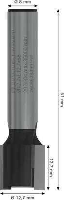 Bosch PRO Router Bit Mortising 12.7mm shank 8mm.