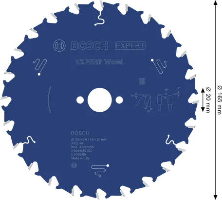Bosch EXPERT Wood Circular Saw Blade 165 mm T24.