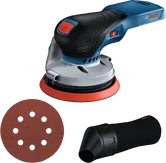 Bosch GEX 18V-125 cordless random orbit sander set.