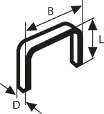 Bosch Fine Wire Staples Type 53/6 size diagram.