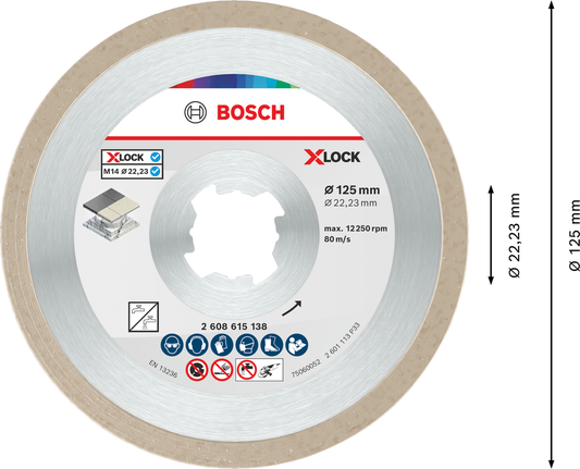 Bosch ceramic cutting disc 125 mm X-Lock for tiles.