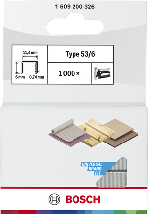 Bosch Fine Wire Staples Type 53/6 for universal brand fit.