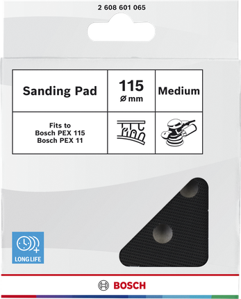 Bosch sanding pad medium 115 mm with 8 holes.