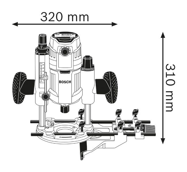 Plunge router dimensions.