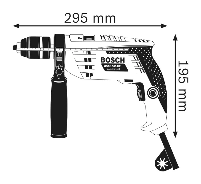 Impact drill dimensions.