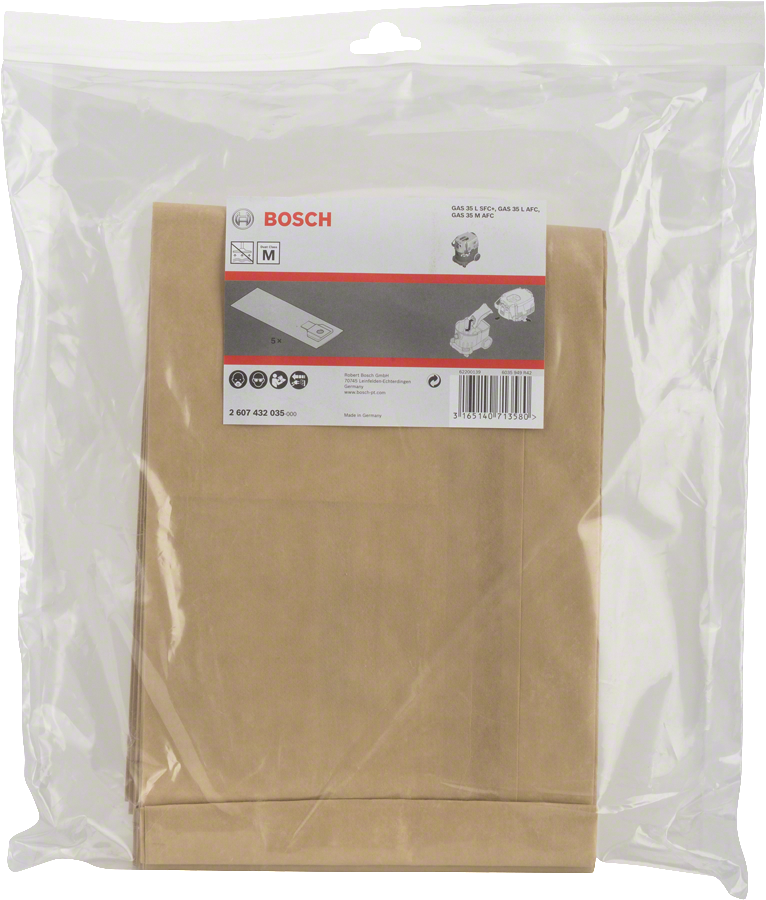 مجموعة أكياس فلتر ورقية من Bosch.