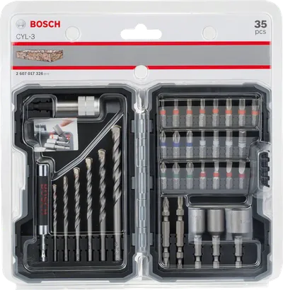 طقم مثقاب ومفك براغي CYL-3 من Bosch ، مكون من 35 قطعة.