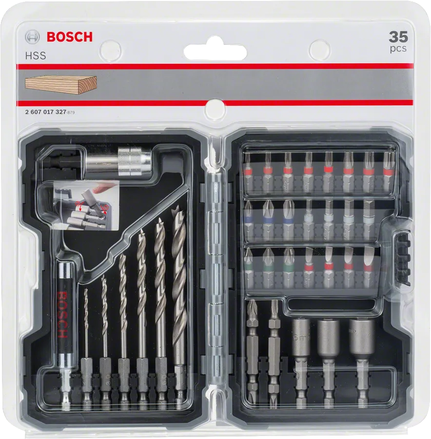 مجموعة من 35 قطعة من مثقاب ومفك البراغي HSS من Bosch .