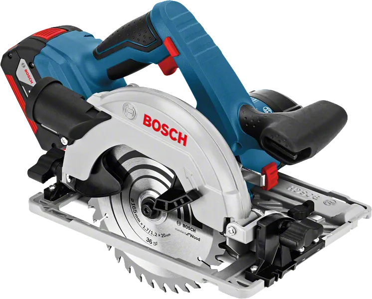 منشار دائري لاسلكي من Bosch GKS 18 V-LI لقطع الخشب.