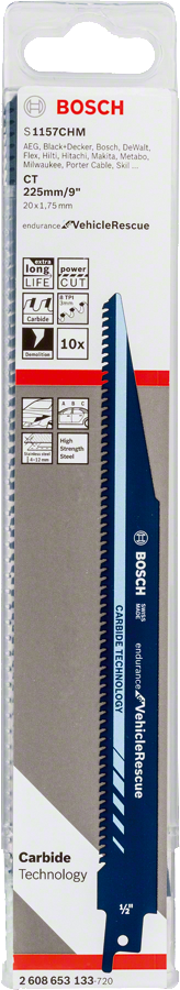 شفرة منشار ترددي من Bosch S 1157 CHM لإنقاذ المركبات.