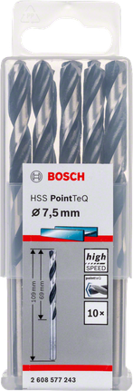 مجموعة رؤوس مثقاب Bosch HSS تويست بوينت تيك 7.5 مم.