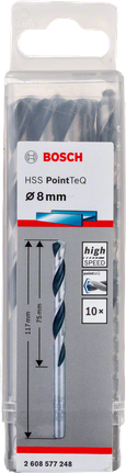 مجموعة رؤوس مثقاب Bosch HSS PointTeQ مقاس 8 مم.