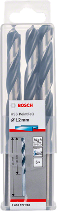 مجموعة رؤوس مثقاب Bosch HSS PointTeQ مقاس 12 مم.