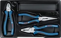 طقم كماشة Bosch مكون من 3 قطع في علبة بلاستيكية.
