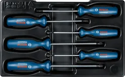 طقم مفكات براغي Bosch TX مكون من 6 قطع في علبة مفتوحة.