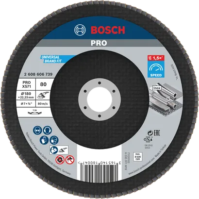 قرص الصنفرة Bosch PRO X571 مقاس 180 مم G80 لطحن المعادن.