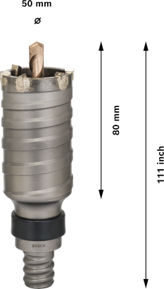 قاطعة القلب Bosch PRO SDS max-5 مقاس 50 مم للحفر العميق.