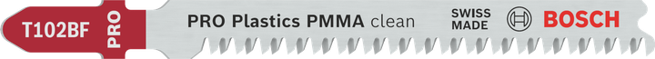 شفرة المنشار الكهربائي T102BF من Bosch PRO Plastics PMMA clean.