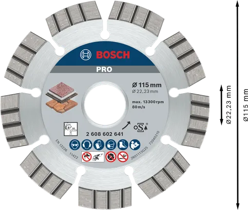 قرص الماس Bosch PRO Stone مقاس 115 ملم لقطع الحجر.