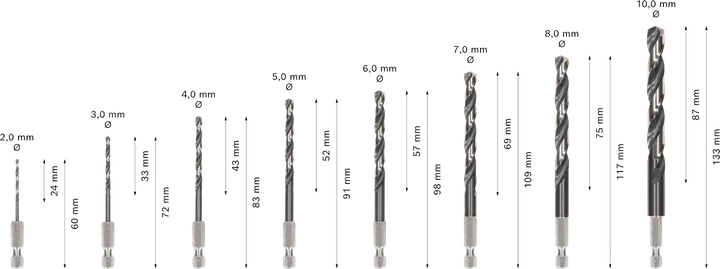 مجموعة مثقاب Bosch PRO Metal HSS-G Impact Twist، 8 أحجام.