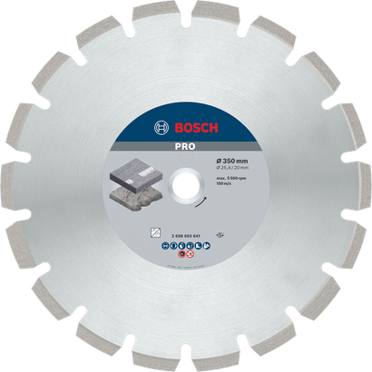 قرص الماس Bosch PRO Asphalt مقاس 350 مم لقطع الأسفلت.