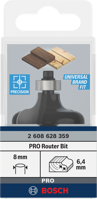 بت التوجيه Bosch PRO ogee فيليه 8 مم ساق 6.4 مم نصف قطر.