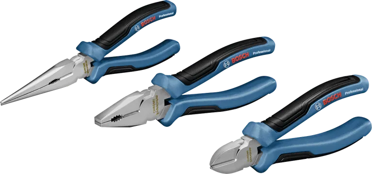 طقم كماشة Bosch مكون من 3 قطع بمقابض متعددة الأجزاء.