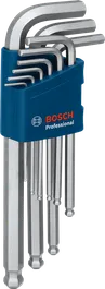 مجموعة مفاتيح ألين سداسية من Bosch مكونة من 9 قطع من النوع S2 في حامل أزرق.