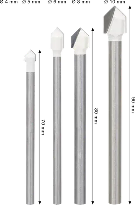 مجموعة مثقاب البلاط Bosch PRO Diamond، بأحجام مختلفة.