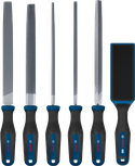 مجموعة مبارد Bosch 5 قطع بالإضافة إلى فرشاة مبارد احترافية بمقابض متعددة المكونات.