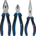 طقم كماشة Bosch مكون من 3 قطع بمقابض متعددة الأجزاء.