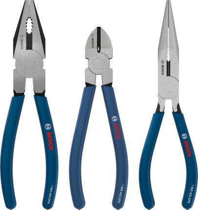 طقم كماشة Bosch بمقابض مانعة للانزلاق ومغطاة بمادة مانعة للانزلاق.