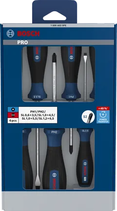 مجموعة مفكات براغي Bosch برو PH/SL مكونة من 6 قطع مع أعمدة S2.