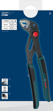 طقم كماشة مضخة مياه Bosch مزود بزر ضبط سريع.