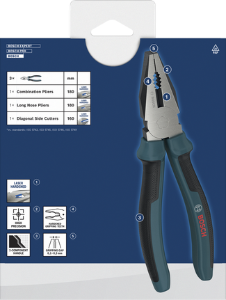 طقم كماشة Bosch بمقابض متعددة المكونات، 3 قطع.