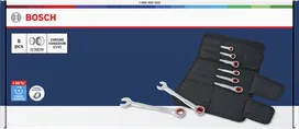 مجموعة مفاتيح ربط Bosch ذات السقاطة 8-19 مم، 8 قطع مع عزم دوران +50%.