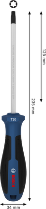 مفك براغي Bosch TX30 × 125 مم بمقبض مريح.