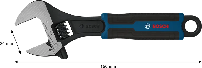 مفتاح ربط قابل للتعديل من Bosch بطول 150 مم وفتحة 24 مم.