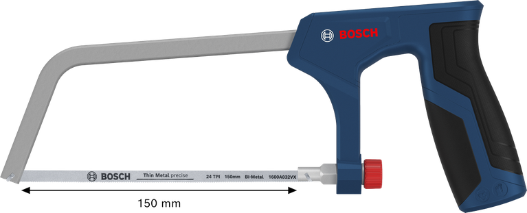 منشار Bosch ثنائي المعدن بطول 150 مم لقطع المعادن بدقة.
